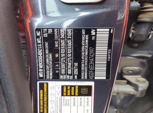 4JGDF6EE3HA742997 2017 MERCEDES-BENZ GLS Gray Vista del compartimento del motor