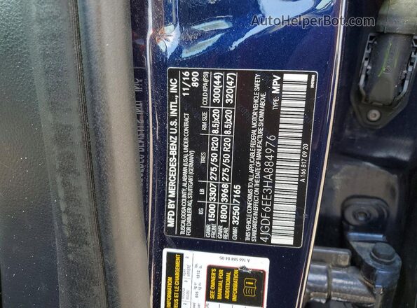4JGDF6EE3HA884976 2017 MERCEDES-BENZ GLS Blue VIN sticker view