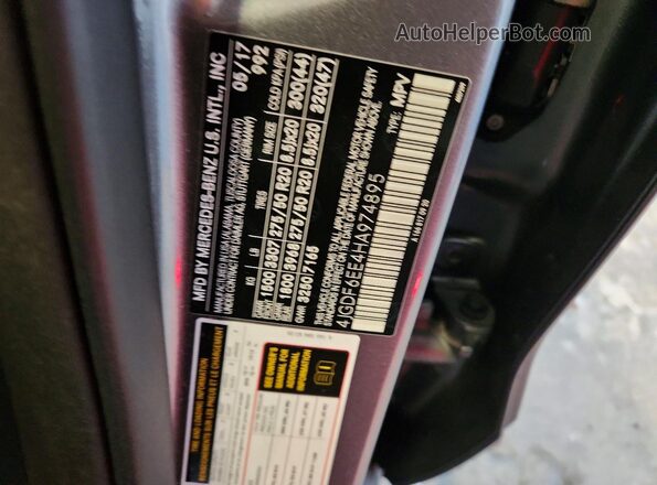 4JGDF6EE4HA974895 2017 MERCEDES-BENZ GLS Gray Widok naklejki z numerem VIN