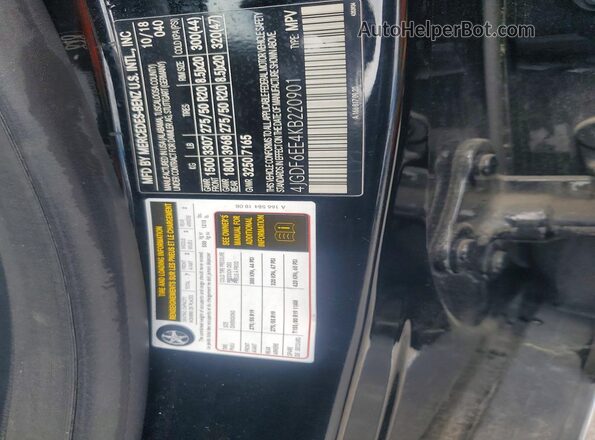 4JGDF6EE4KB220901 2019 MERCEDES-BENZ GLS Black Vista de la etiqueta del VIN