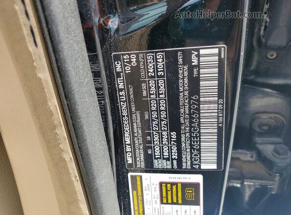 4JGDF6EE5GA667976 2016 MERCEDES-BENZ GL-CLASS Black Vista de la etiqueta del VIN
