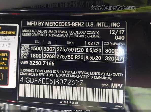 4JGDF6EE5JB072627 2018 MERCEDES-BENZ GLS 450 Черный Вид подкапотного пространства