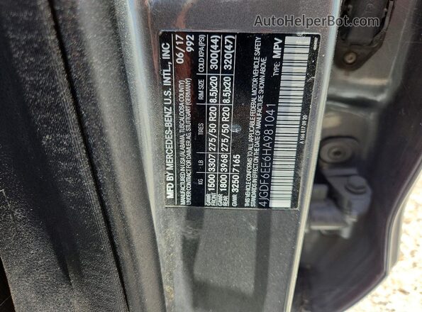4JGDF6EE6HA981041 2017 MERCEDES-BENZ GLS Серый Вид наклейки с VIN-кодом