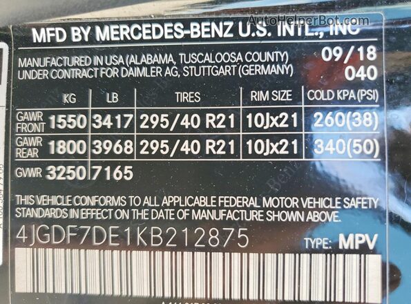 4JGDF7DE1KB212875 2019 MERCEDES-BENZ GLS Black Engine compartment view