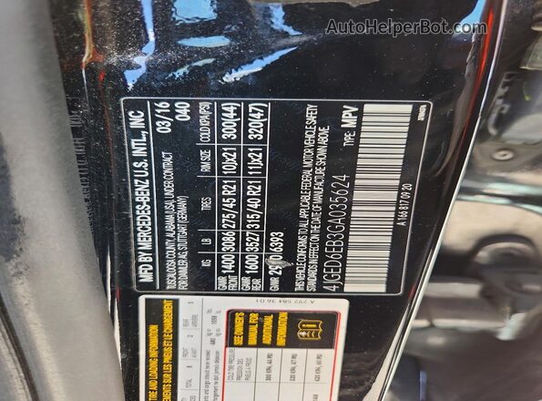 4JGED6EB3GA035624 2016 MERCEDES-BENZ GLE Black VIN sticker view