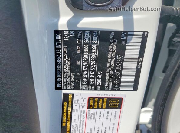 4JGFB4EB0TB596897 2026 MERCEDES-BENZ GLE White VIN կոդի պիտակի տեսք
