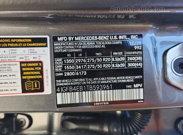 4JGFB4EB1TB593961 2026 MERCEDES-BENZ GLE Gray Vista interior de 360 grados
