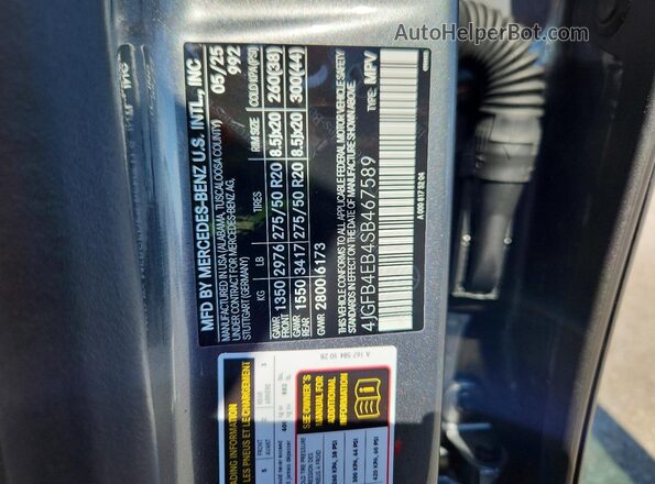 4JGFB4EB4SB467589 2025 MERCEDES-BENZ GLE Gray Widok naklejki z numerem VIN