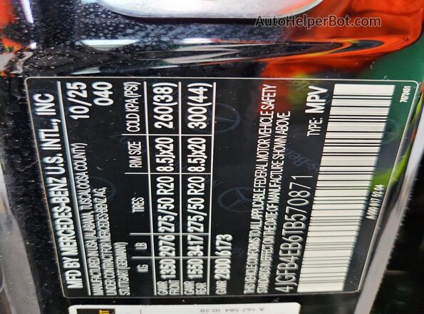 4JGFB4EB6TB570871 2026 MERCEDES-BENZ GLE Black Вид наклейки з VIN-кодом