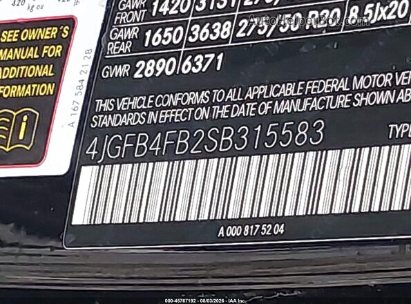 4JGFB4FB2SB315583 2025 MERCEDES-BENZ GLE 350 Black Vista del compartimento del motor