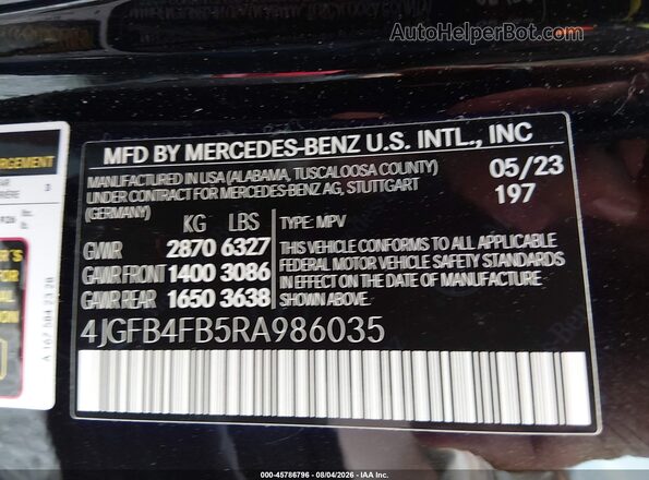 4JGFB4FB5RA986035 2024 MERCEDES-BENZ GLE 350 Black Вид підкапотного простору