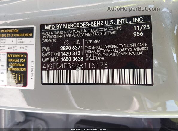 4JGFB4FB5RB115176 2024 MERCEDES-BENZ GLE 350 Серый Вид подкапотного пространства