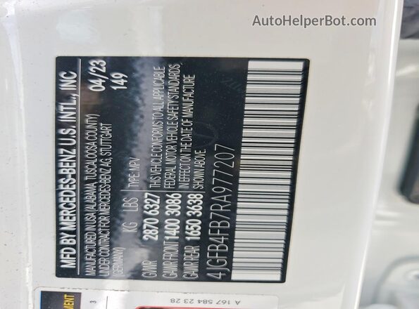 4JGFB4FB7RA977207 2024 MERCEDES-BENZ GLE Белый Панорамный вид салона 360°