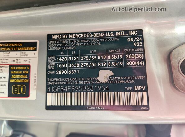 4JGFB4FB9SB281934 2025 MERCEDES-BENZ GLE Silver 360 interior view