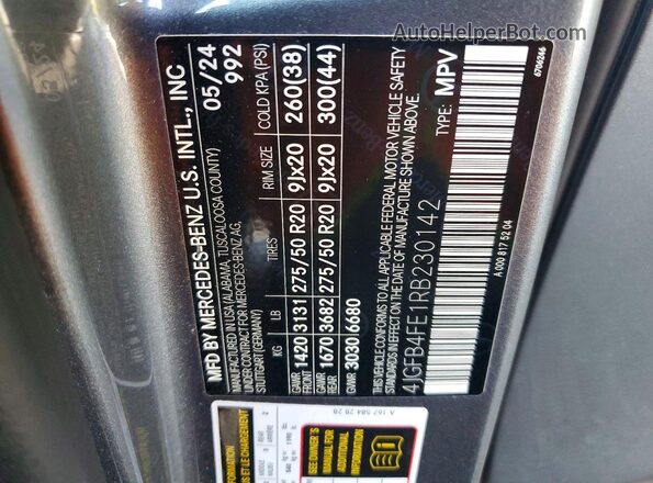 4JGFB4FE1RB230142 2024 MERCEDES-BENZ GLE Gray Панорамний вид салону 360°