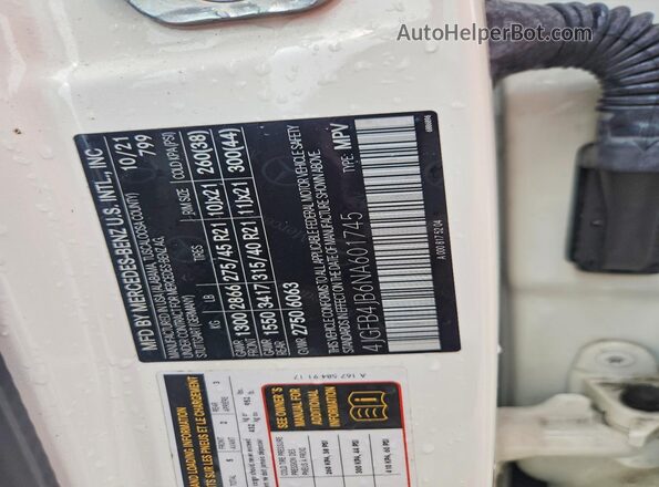 4JGFB4JB6NA601745 2022 MERCEDES-BENZ GLE White Widok komory silnika