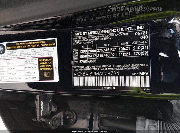 4JGFB4JB9MA508734 2021 MERCEDES-BENZ GLE 350 Черный Вид подкапотного пространства