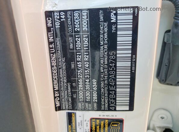 4JGFB4JE4PA854785 2023 MERCEDES-BENZ GLE White Vista del compartimento del motor