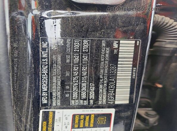 4JGFB4KB0LA113287 2020 MERCEDES-BENZ GLE Black VIN კოდის სტიკერის ხედი