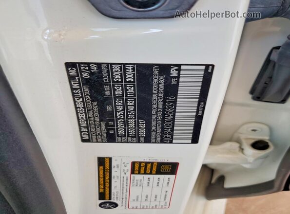 4JGFB4KB0NA582916 2022 MERCEDES-BENZ GLE White VIN sticker view