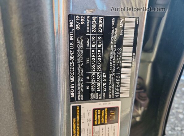 4JGFB4KB1LA059093 2020 MERCEDES-BENZ GLE Gray 