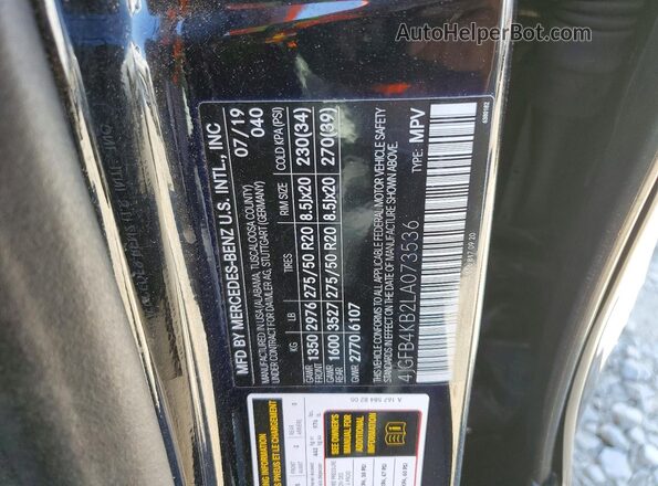 4JGFB4KB2LA073536 2020 MERCEDES-BENZ GLE Black VIN կոդի պիտակի տեսք