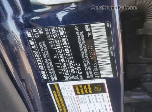 4JGFB4KB3LA083377 2020 MERCEDES-BENZ GLE Blue Вид підкапотного простору