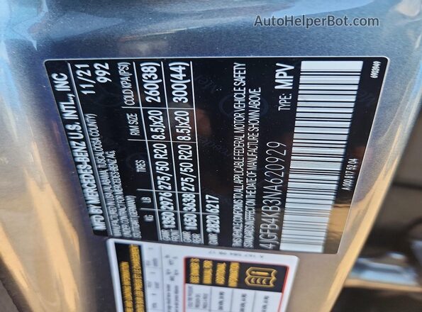 4JGFB4KB3NA620929 2022 MERCEDES-BENZ GLE Gray Vista del compartimento del motor