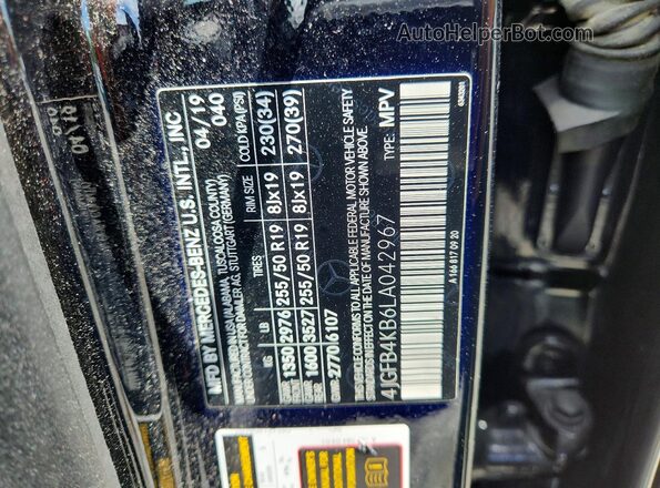 4JGFB4KB6LA042967 2020 MERCEDES-BENZ GLE Черный Вид наклейки с VIN-кодом