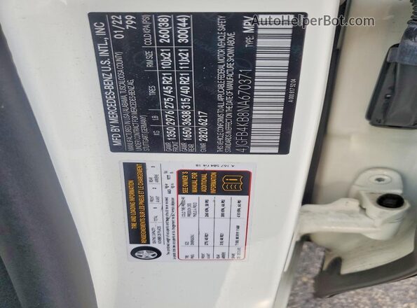 4JGFB4KB8NA670371 2022 MERCEDES-BENZ GLE White Vista interior de 360 grados