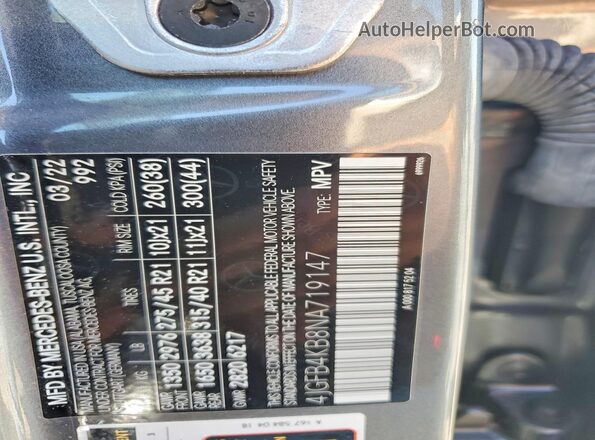 4JGFB4KB8NA719147 2022 MERCEDES-BENZ GLE Gray Engine compartment view