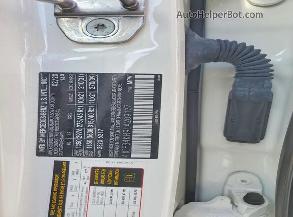 4JGFB4KB9LA209127 2020 MERCEDES-BENZ GLE White Widok wnętrza 360 stopni
