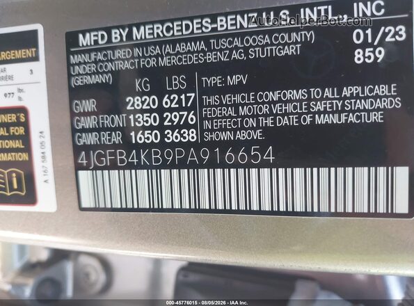 4JGFB4KB9PA916654 2023 MERCEDES-BENZ GLE 350 Silver Vista del compartimento del motor