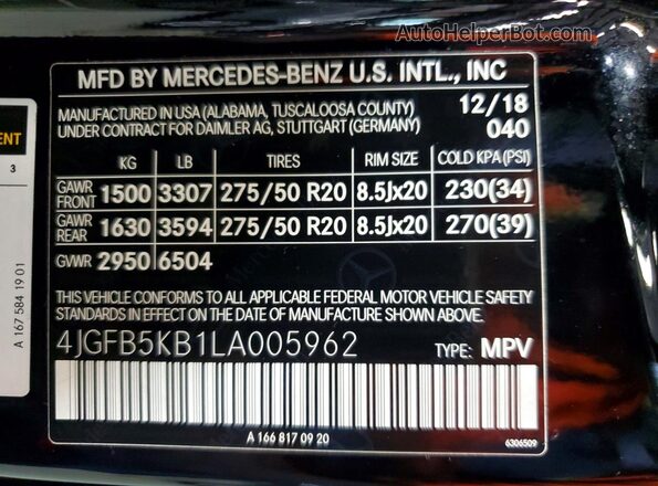 4JGFB5KB1LA005962 2020 MERCEDES-BENZ GLE Black 