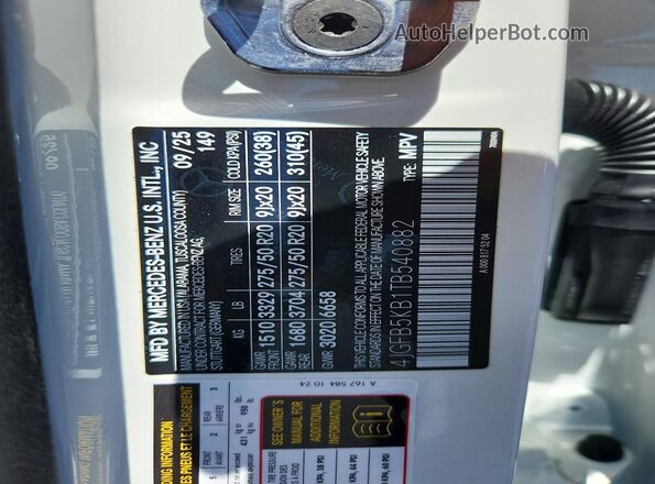 4JGFB5KB1TB540882 2026 MERCEDES-BENZ GLE White VIN sticker view