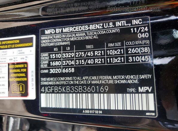 4JGFB5KB3SB360169 2025 MERCEDES-BENZ GLE Black 