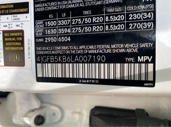 4JGFB5KB6LA007190 2020 MERCEDES-BENZ GLE White Rear seats view
