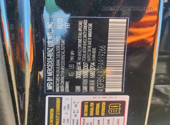 4JGFB5KB7PA919266 2023 MERCEDES-BENZ GLE Black VIN კოდის სტიკერის ხედი