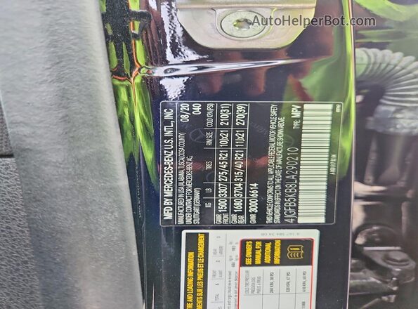 4JGFB5KB8LA290210 2020 MERCEDES-BENZ GLE Black VIN sticker view