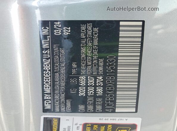 4JGFB5KBXRB195330 2024 MERCEDES-BENZ GLE Silver 