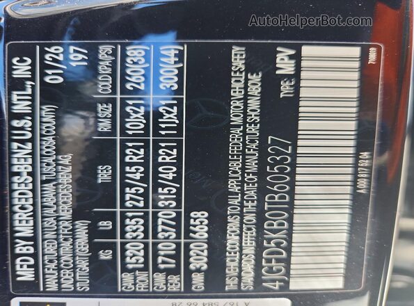 4JGFD5KB0TB605327 2026 MERCEDES-BENZ GLE Black Vista interior de 360 grados