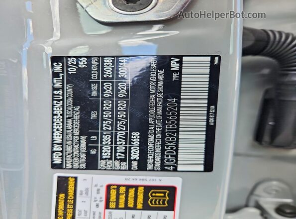4JGFD5KB2TB565204 2026 MERCEDES-BENZ GLE Gray VIN sticker view