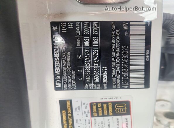 4JGFD6BB8PA883023 2023 MERCEDES-BENZ GLE Белый Вид наклейки с VIN-кодом