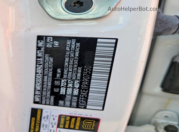 4JGFF5KE1PA907550 2023 MERCEDES-BENZ GLS White VIN კოდის სტიკერის ხედი