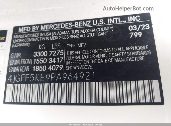 4JGFF5KE9PA964921 2023 MERCEDES-BENZ GLS 450 Белый Вид подкапотного пространства