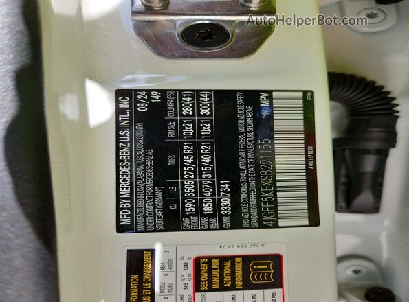 4JGFF5KEXSB291155 2025 MERCEDES-BENZ GLS White Widok naklejki z numerem VIN