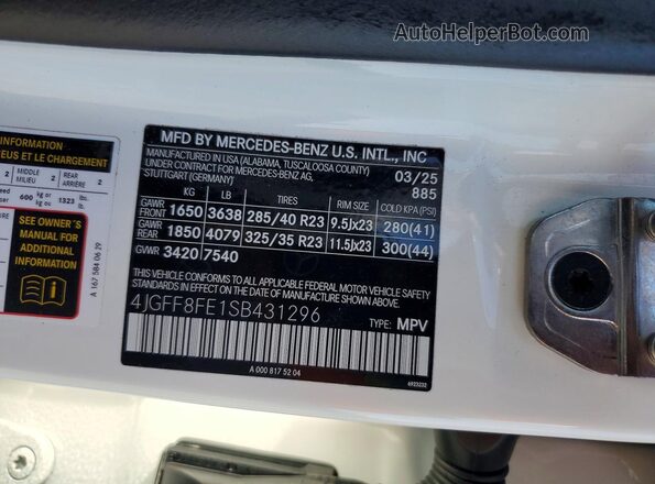 4JGFF8FE1SB431296 2025 MERCEDES-BENZ GLS White Панорамний вид салону 360°
