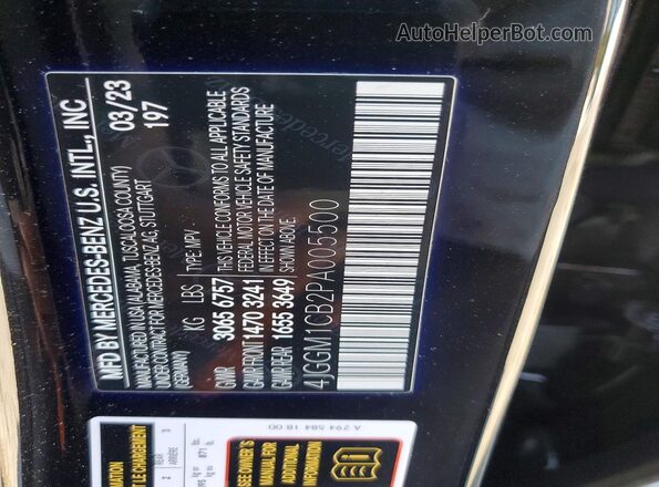 4JGGM1CB2PA005500 2023 MERCEDES-BENZ EQE Black Панорамний вид салону 360°