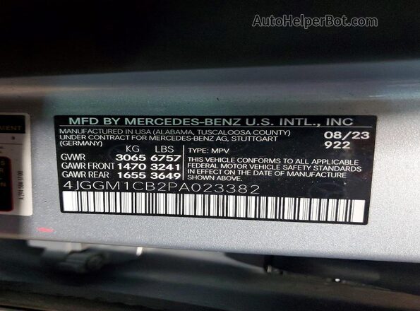 4JGGM1CB2PA023382 2023 MERCEDES-BENZ EQE Silver Vista interior de 360 grados