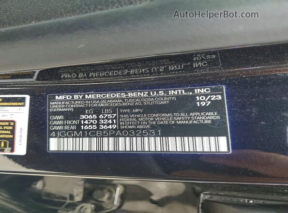 4JGGM1CB5PA032531 2023 MERCEDES-BENZ EQE Black Widok naklejki z numerem VIN